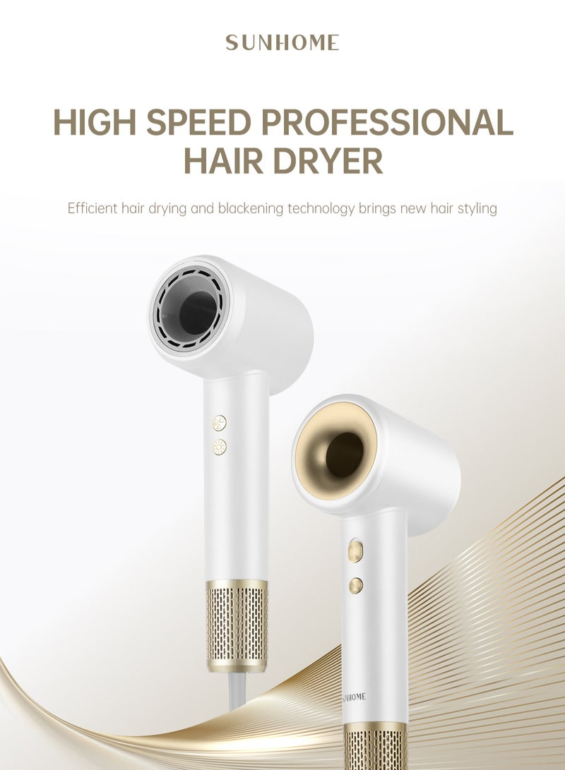 Supersonic 110000 RPM Professional Ionic Blow Dryer for Fast Drying Hypersonic Low Noise Constant Temperature Without Damaging Hair with 360° Rotating Magnetic Nozzle White - pnsku/N70092746V/45/_/1720846870/19ce8fc1-a6a8-4e4f-93a5-d1f8e36ef96d
