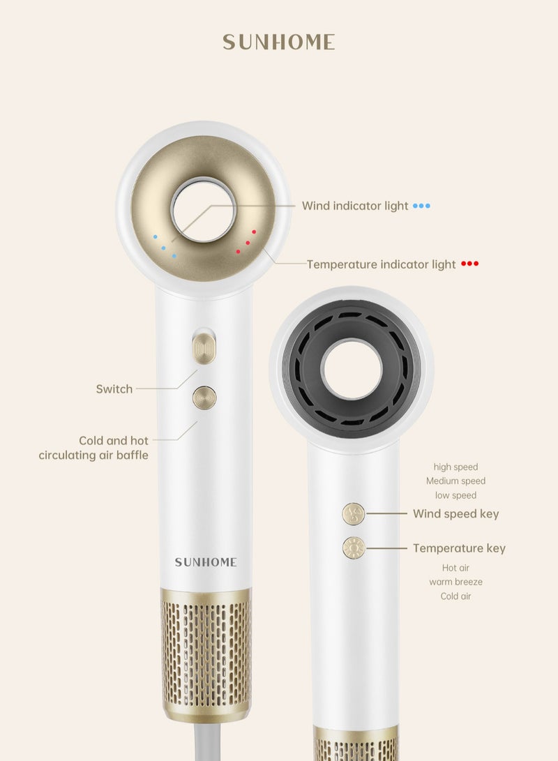 Supersonic 110000 RPM Professional Ionic Blow Dryer for Fast Drying Hypersonic Low Noise Constant Temperature Without Damaging Hair with 360° Rotating Magnetic Nozzle White - pnsku/N70092746V/45/_/1720846951/9f0c3928-4ddf-40bb-bdd7-9b871d725b3e