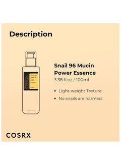 Snail 96 Mucin Power Essence, Brighten Hydrate And Revitalize Skin 100ml - pnsku/N70092754V/45/_/1720846888/d9d812b5-55f1-48e6-917d-85a897e20c23