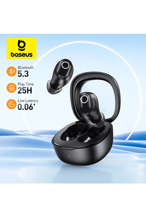 Wireless Earbuds, 25 Hrs Playback Bluetooth 5.3 Headphones 0.06s Ultra Low-Latency Gaming Headset Fast-Charging in-Ear TWS Earphone for iPhone, Android and All Bluetooth Devices- Black