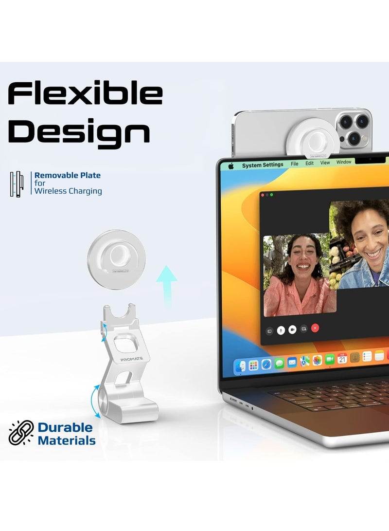بروميت - حامل هاتف قابل للتمديد مع حامل قابل للطي، مثالي لمستخدمي كاميرا Apple Continuity، متوافق مع MagSafe، عرض مكتبي مثالي لأجهزة iPhone وiMac وMacBooks، جميع أنواع الشاشات، VersaMount - Image 1