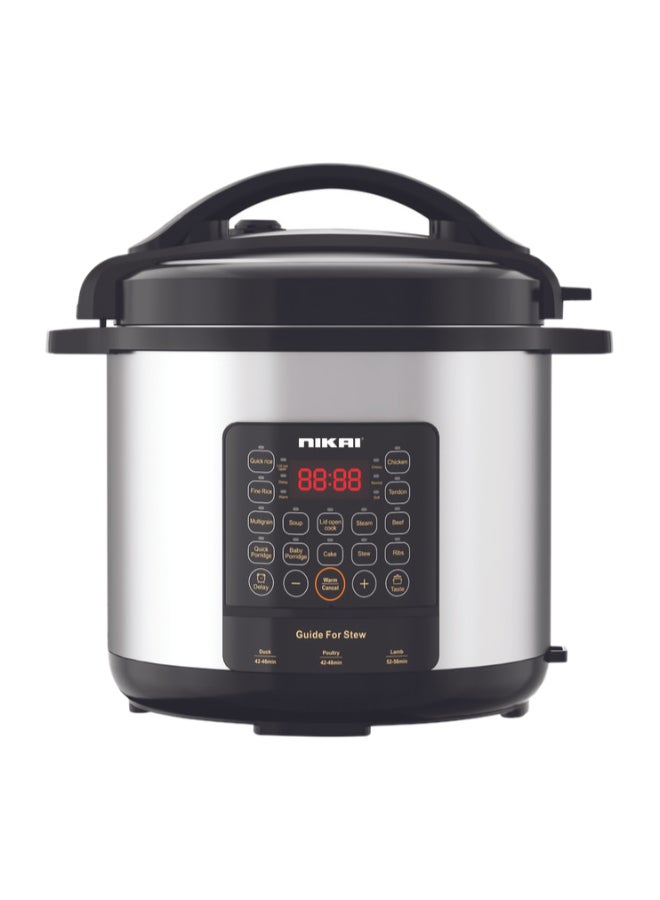 نيكاي Digital Pressure Cooker - 8L Capacity, 1300W Power, Advanced Digital Controls - NEP882DX 8 L 1300 W NEP882DX Silver/Black 