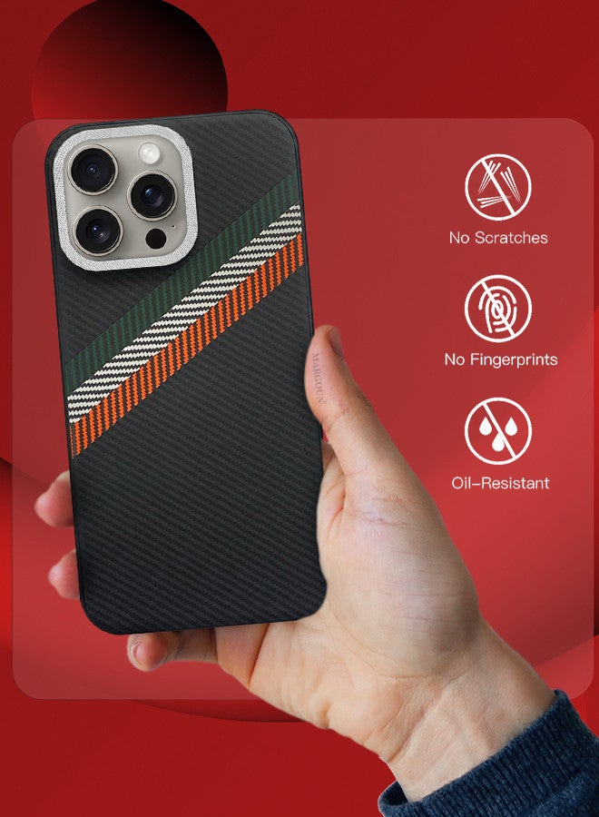 مارجون (for iPhone 15 Pro Max) 3 Pack Case Cover and 2 Screen Protectors Carbon Fiber Pattern Phone Case Slim Shockproof Back Cover Black/Red/Green - Image 4