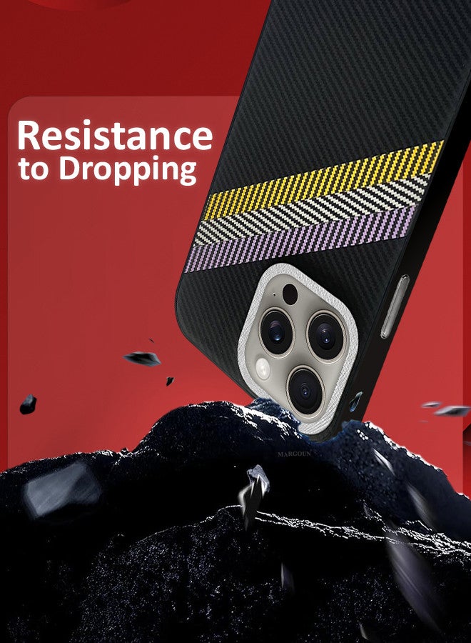 مارجون (لـ iPhone 15 Pro Max) غلاف وحماية شاشة من نمط ألياف الكربون - حزمة 2، غلاف خلفي رفيع ومضاد للصدمات - Image 3