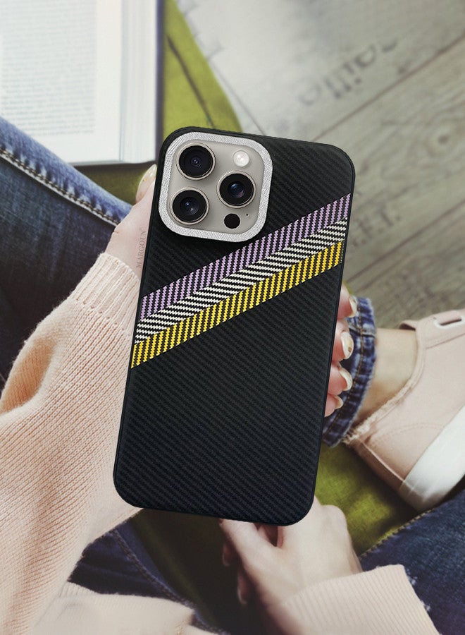 MARGOUN (for iPhone 15 Pro) 2 Pack Case Cover and Screen Protector Carbon Fiber Pattern Phone Case Slim Shockproof Back Cover Black/Yellow/Blue  - Image 5