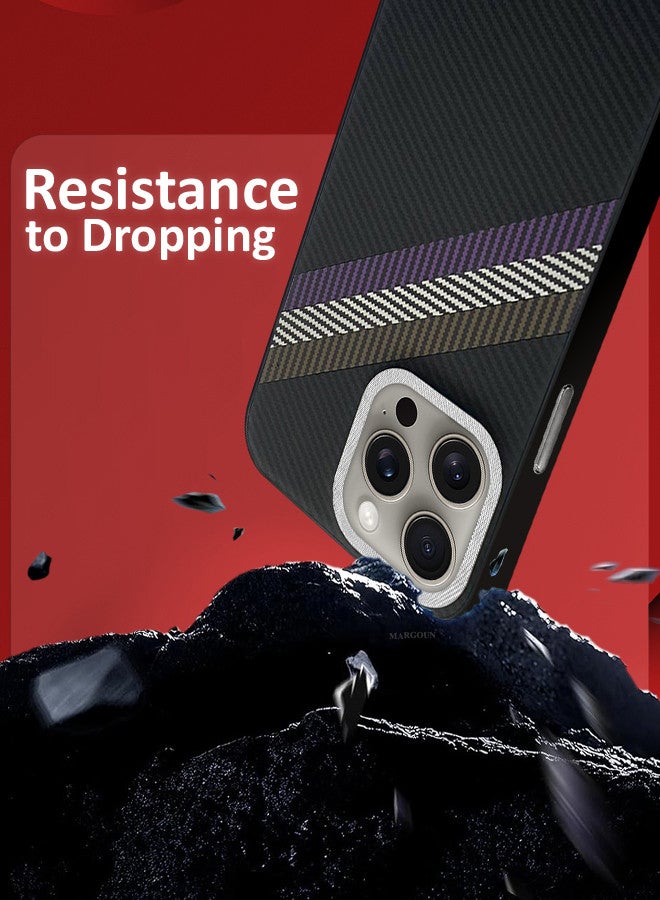 MARGOUN (for iPhone 15 Pro Max) 2 Pack Case Cover and Screen Protector Carbon Fiber Pattern Phone Case Slim Shockproof Back Cover Black/Purple/Green - Image 3