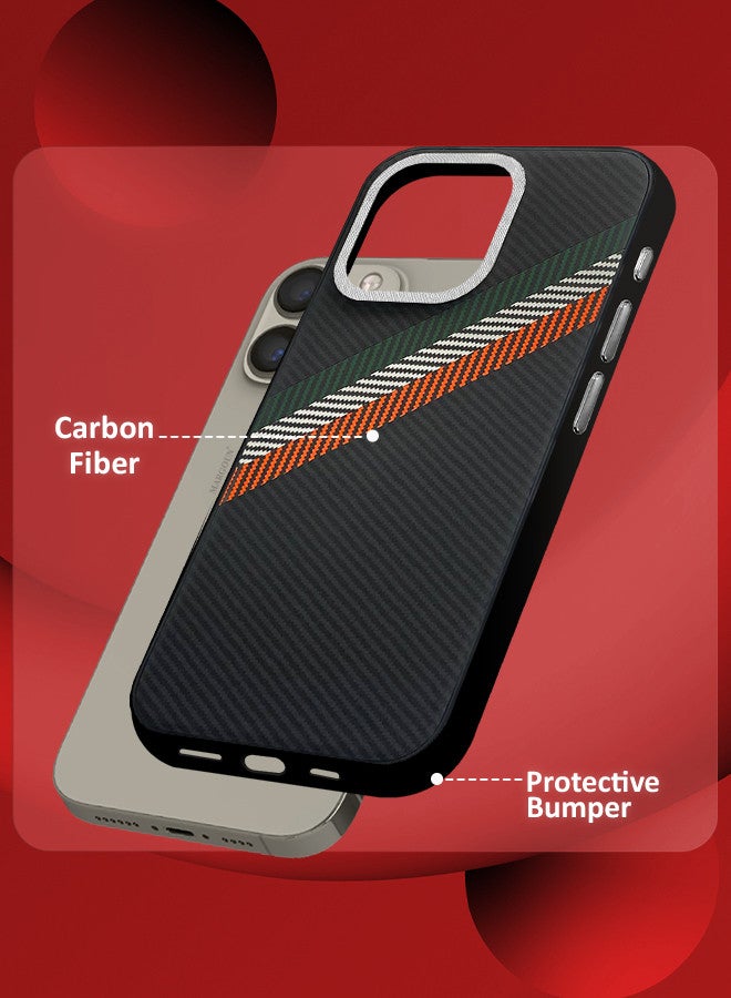 مارجون (لآيفون 15 برو ماكس) غلاف هاتف بنمط ألياف الكربون غلاف خلفي رفيع مضاد للصدمات - Image 2