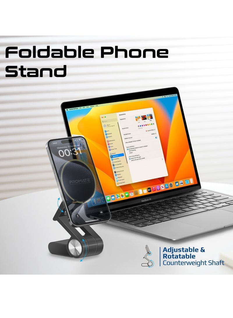Extendable Phone Mount with Foldable Stand, Ideal for Apple Continuity Camera Users, MagSafe Compatibility, Perfect Desk View for iPhone, iMac & MacBooks,All Types of Displays,VersaMount Black