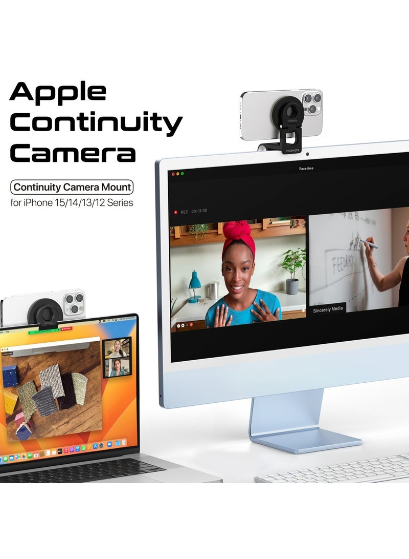 Extendable Phone Mount with Foldable Stand, Ideal for Apple Continuity Camera Users, MagSafe Compatibility, Perfect Desk View for iPhone, iMac & MacBooks,All Types of Displays,VersaMount Black