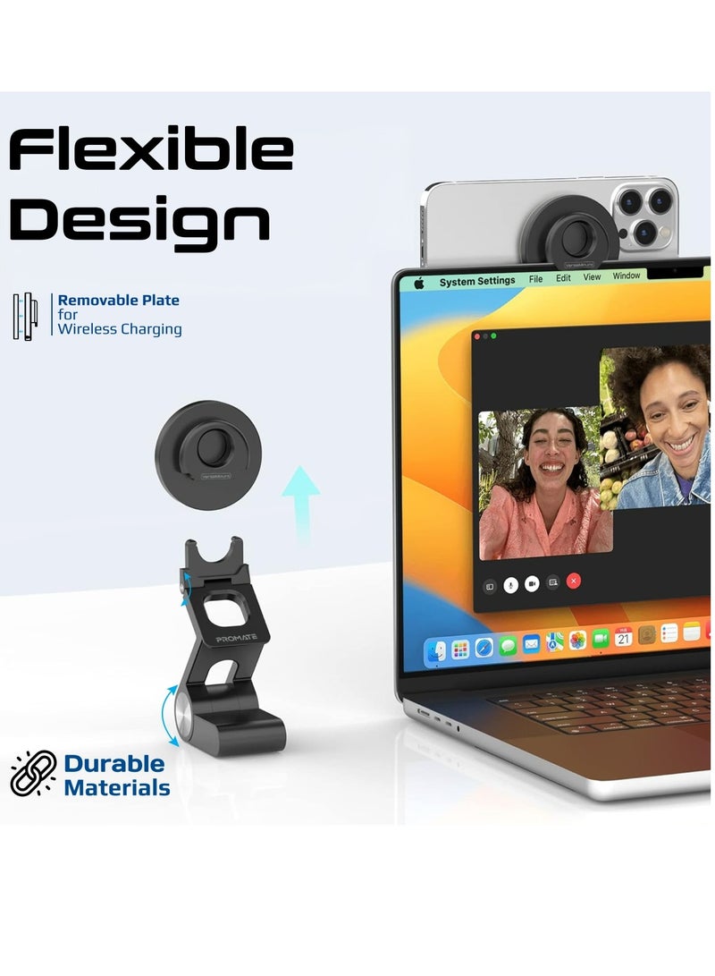 Extendable Phone Mount with Foldable Stand, Ideal for Apple Continuity Camera Users, MagSafe Compatibility, Perfect Desk View for iPhone, iMac & MacBooks,All Types of Displays,VersaMount Black