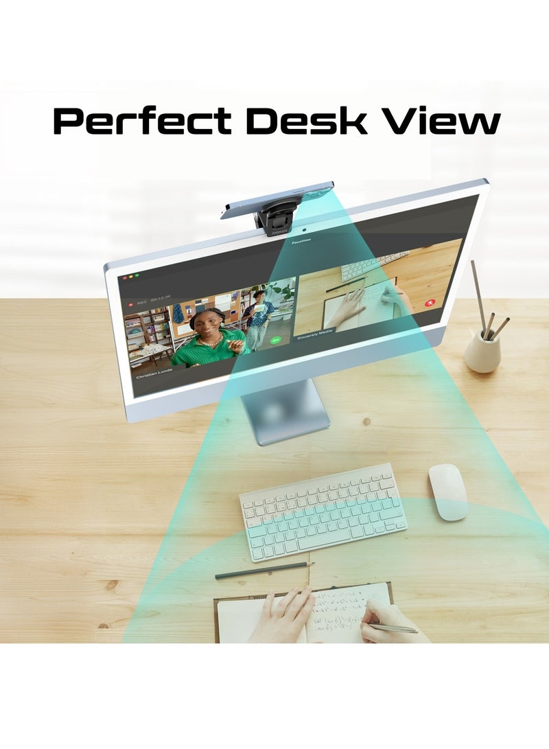 Extendable Phone Mount with Foldable Stand, Ideal for Apple Continuity Camera Users, MagSafe Compatibility, Perfect Desk View for iPhone, iMac & MacBooks,All Types of Displays,VersaMount Black