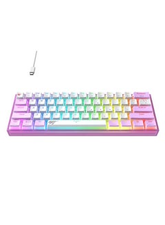 havit KB877L 60% Ultra Compact RGB Backlit Mechanical Keyboard, Dazzling RGB Lighting Effect, ANSI, All keys are Roll-Over, Type-C interface, KB877L | Pink  - Image 2