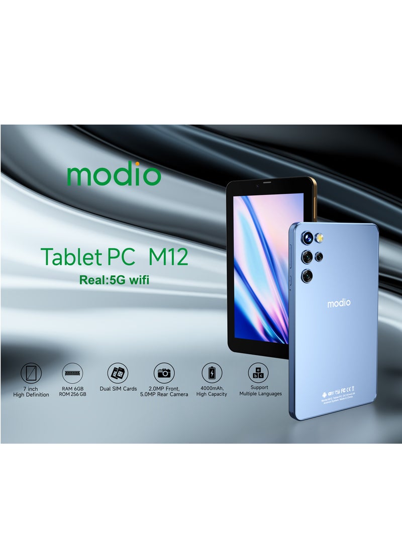 modio - M12 7 Inch HD IPS Display Dual SIM Support 6GB RAM 256GB 5G 2.0MP Front and 5.0MP Rear Cameras 4000mAH Battery Android Tablet - International Version(Pink) - Image 1