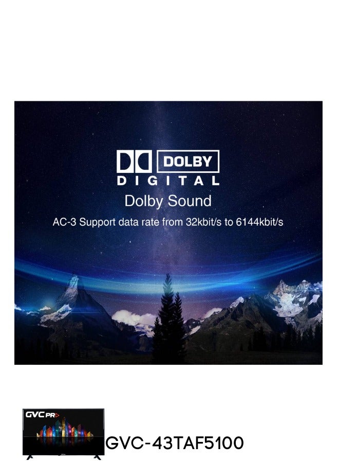 جي في سي برو - تلفزيون عالي الدقة مقاس 43 بوصة مع منافذ USB وHDMI - GVC-43TAF5100 - Image 1