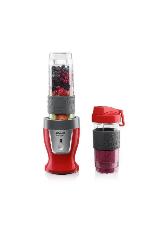 Arzum Personal Blender – 300 watt --570ml and 400 ml tritan bottles. – Red 300 W AR1032 Red - Image 1