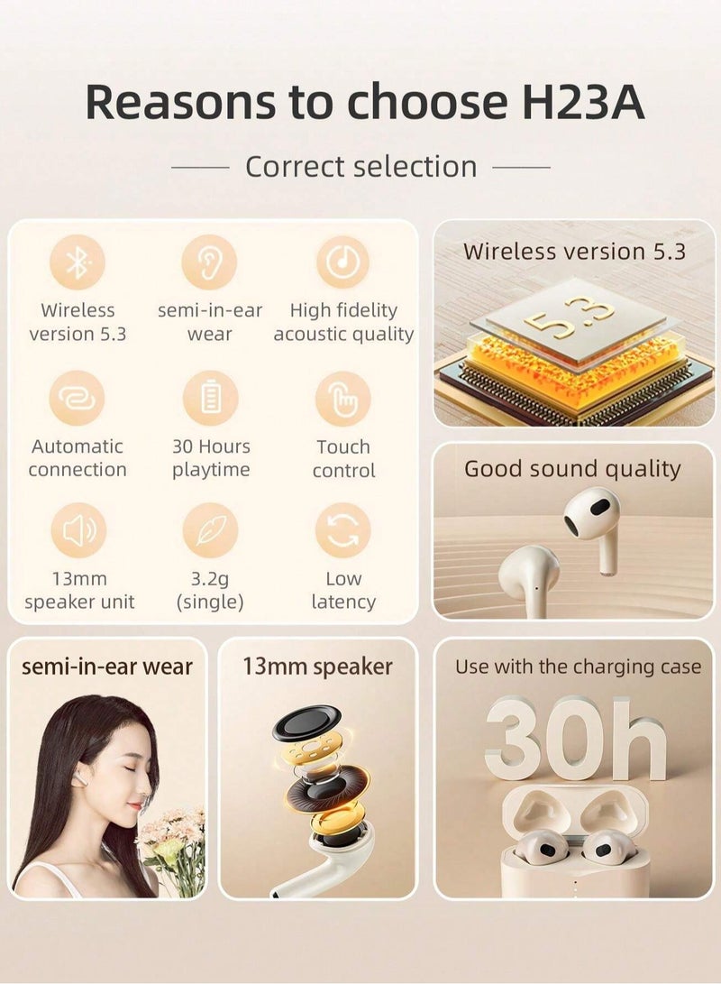 HP - Wireless Headphones, Bt Earphones With Built-In Microphone, Provide Over 30 Hours Of Battery Life And Are Compatible With Android, Apple, And Other Types Of Mobile Devices Beige and Gold - Image 1