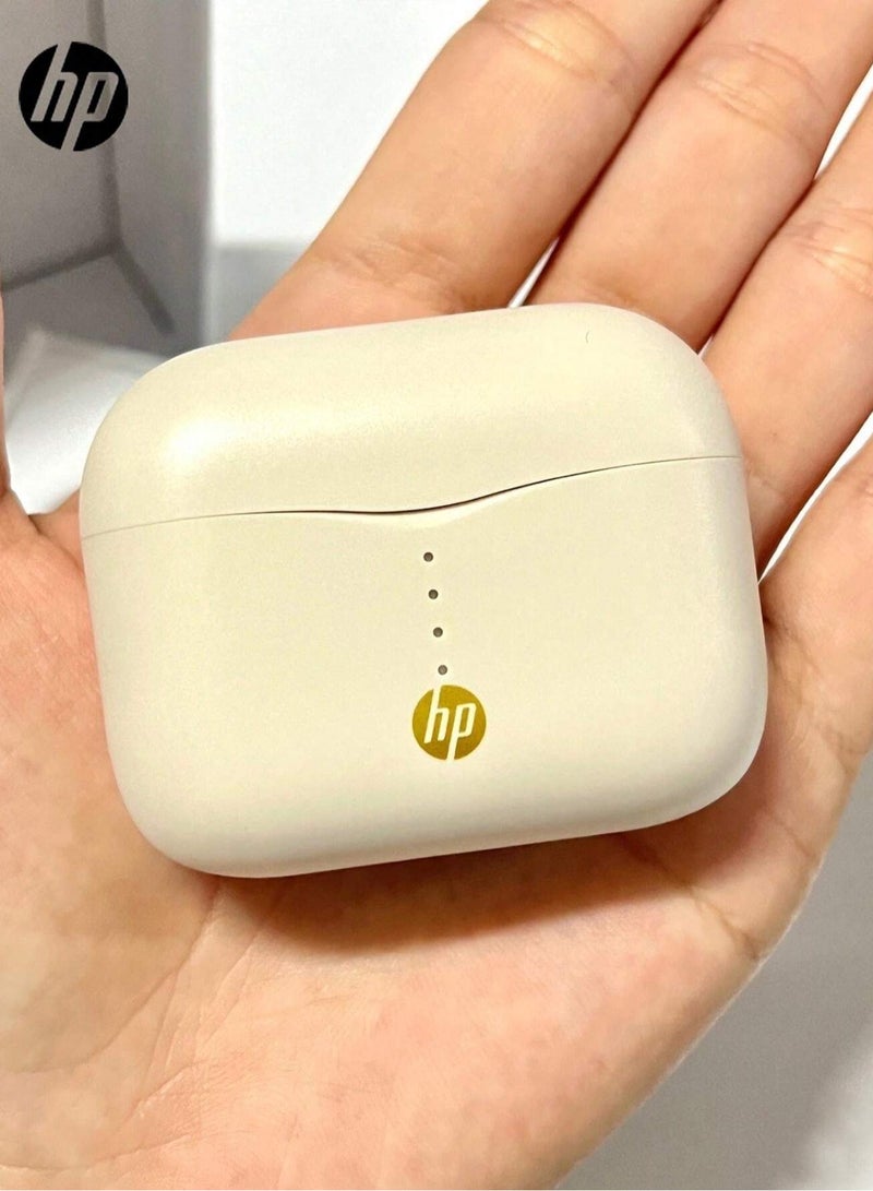 HP - Wireless Headphones, Bt Earphones With Built-In Microphone, Provide Over 30 Hours Of Battery Life And Are Compatible With Android, Apple, And Other Types Of Mobile Devices Beige and Gold - Image 1
