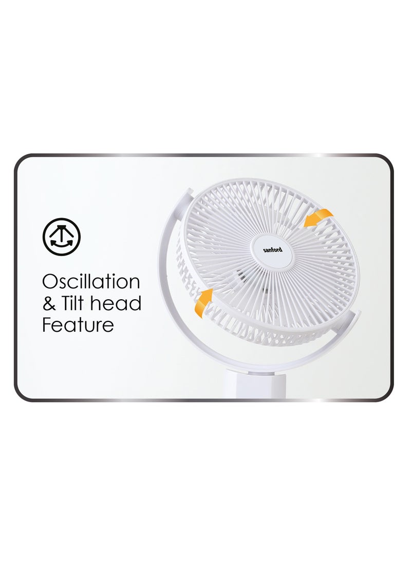 Sanford 10 inch Rechargeable Fan with 4 Speeds and USB Type-C Charging 22.5 W 22.5 W SF6659RSFN White  - Image 5