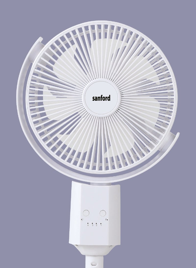 Sanford 10 inch Rechargeable Fan with 4 Speeds and USB Type-C Charging 22.5 W 22.5 W SF6659RSFN White  - Image 2