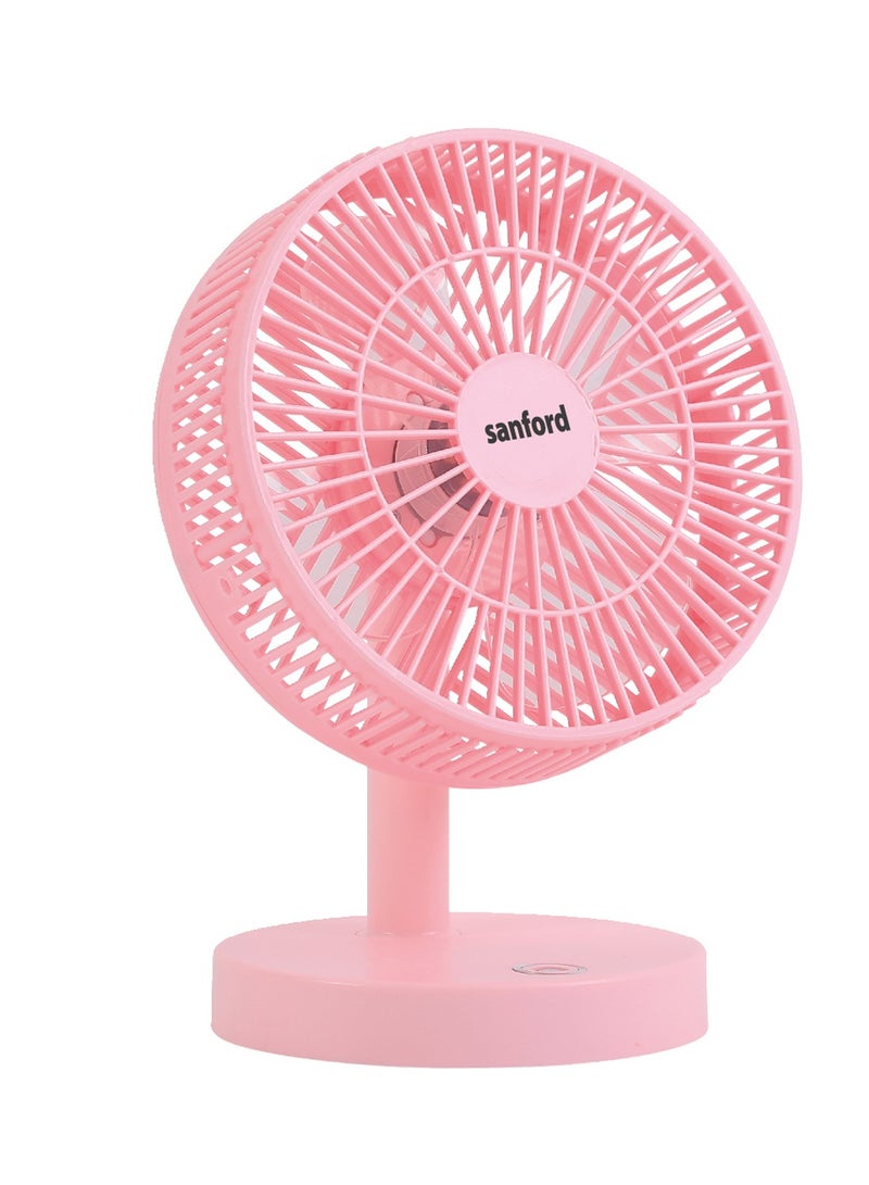 Sanford 7 inch Mini Table Rechargeable Portable Fan with 3 Speeds, USB Charging, Cordless, Quiet Operation SF6668MFN Multicolor  - Image 1