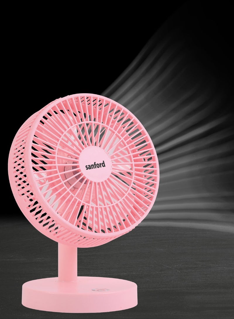 Sanford 7 inch Mini Table Rechargeable Portable Fan with 3 Speeds, USB Charging, Cordless, Quiet Operation SF6668MFN Multicolor  - Image 2