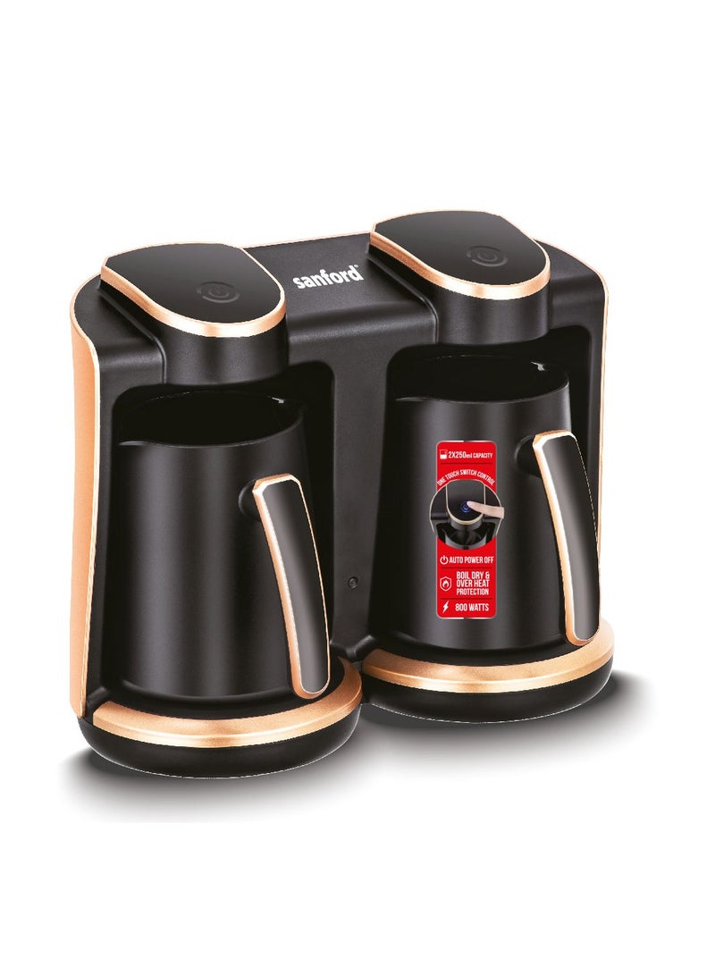 Sanford Turkish Coffee Maker, Stainless Steel Heating Element, Detachable Pots, 8 Cups Of Coffee At One Time 500 ml 800 W SF1393CM BS Black  - Image 1