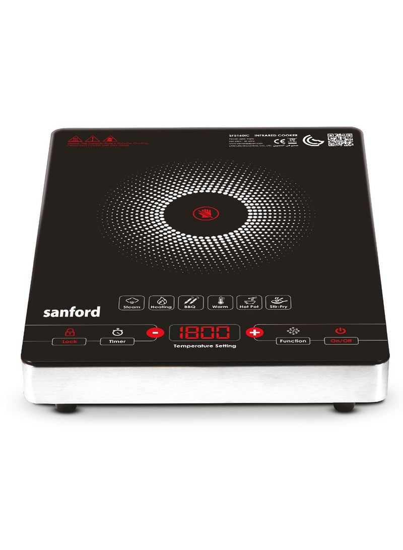 Sanford 2200W Digital Induction Cooktop with Digital Display, 8 Temperature Settings, Tempered Glass, Suitable For All Cookware SF5160IC BS Black  - Image 1