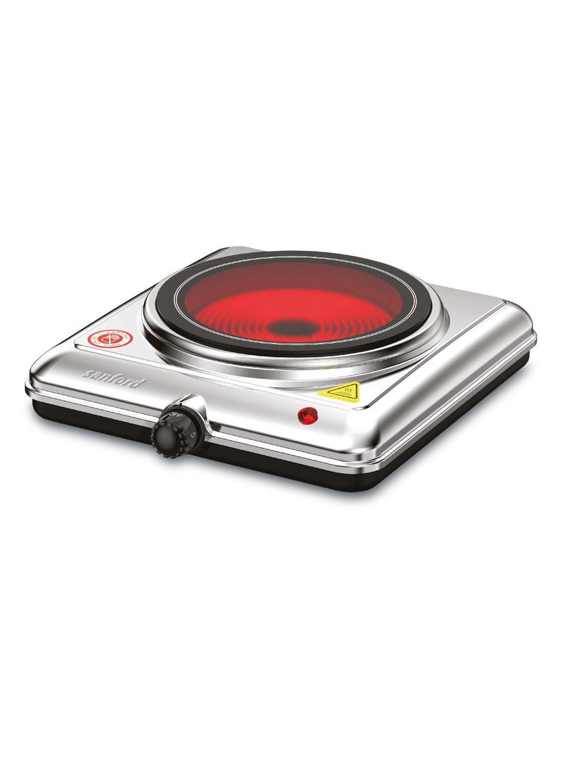 سانفورد طباخ كهربائي بالأشعة تحت الحمراء من الفولاذ المقاوم للصدأ مع شعلة واحدة و5 إعدادات لدرجة الحرارة وحماية من الحرارة الزائدة - Image 2