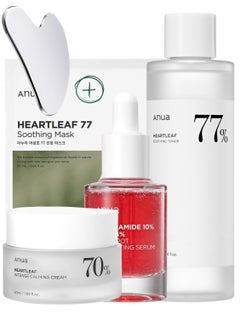 Skincare Essentials Pack - Niacinamide 10% Serum, Heartleaf Soothing Toner, Heartleaf Calming Cream & Premium Face Massager | Hydrating, Pore Minimizing, Skin Brightening, Soothing 330ml