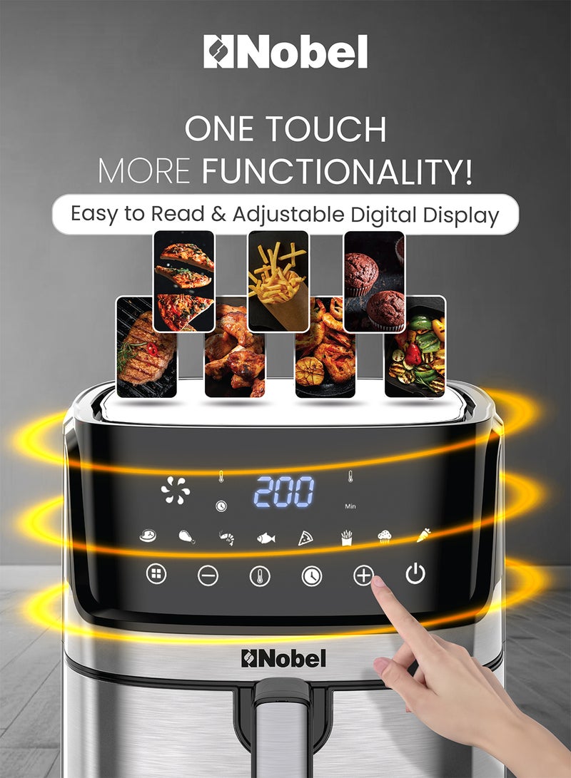6.5L Multifunctional Air Fryer With Digital Display And One-Touch Cooking 6.5 L 1500 W NAF800 Black