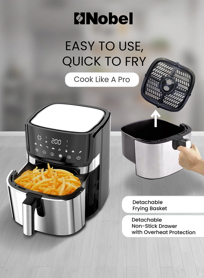 6.5L Multifunctional Air Fryer With Digital Display And One-Touch Cooking 6.5 L 1500 W NAF800 Black