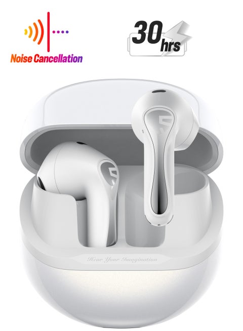 Air5 Wireless Headphones With Adaptive Ambient Noise Reduction, Bluetooth 5.4 Headset With 6 Mic, 13 mm Driver, AI Call Noise Reduction And CVC V8.0, 30 Hours White