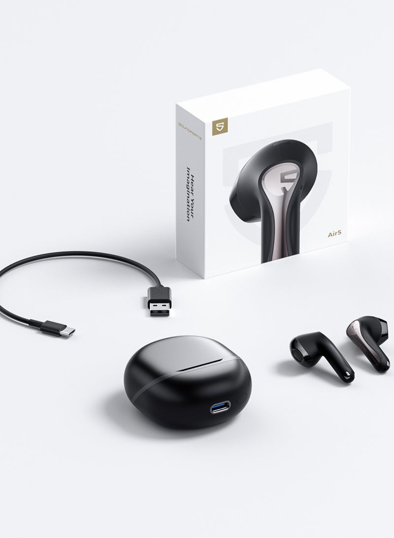 SoundPEATS - Air5 Wireless Headphones With Adaptive Ambient Noise Reduction, Bluetooth 5.4 Headset With 6 Mic, 13 mm Driver, AI Call Noise Reduction And CVC V8.0, 30 Hours Black - Image 1