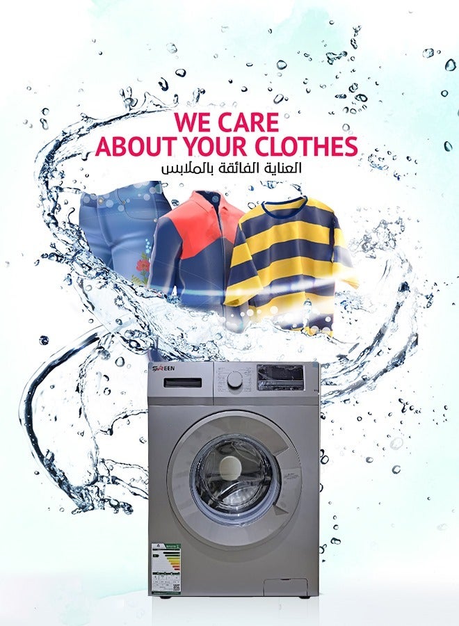 SREEN - Front Load Washing Machine SRWM-6K-FAS Silver - Image 1