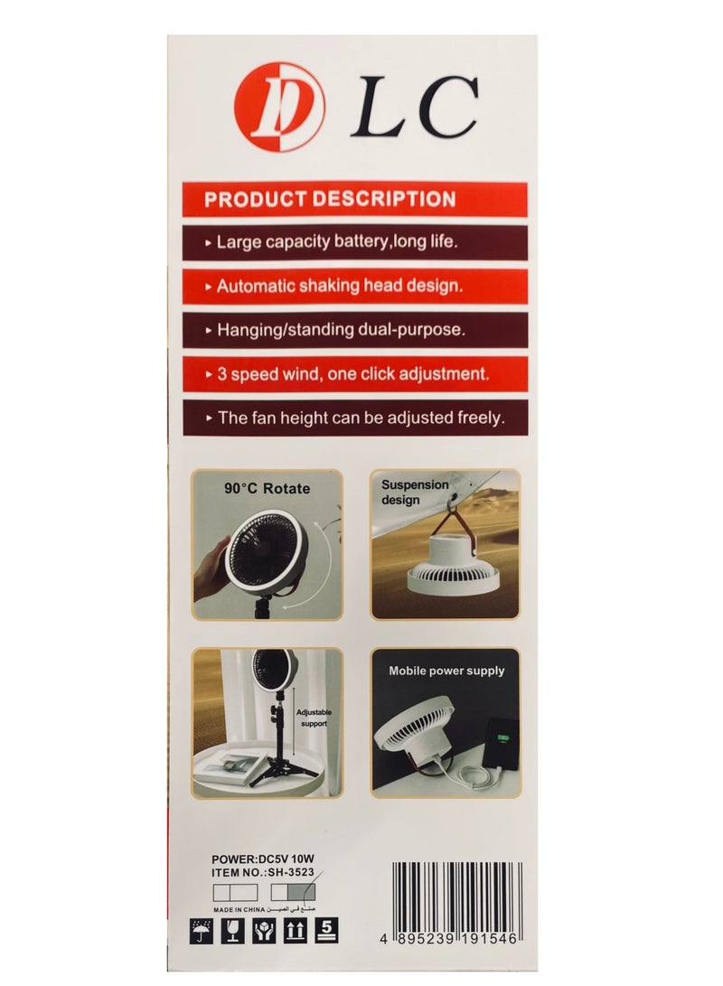 دي إل سي  مروحة للتخييم والأماكن الداخلية مع مصباح - Image 4