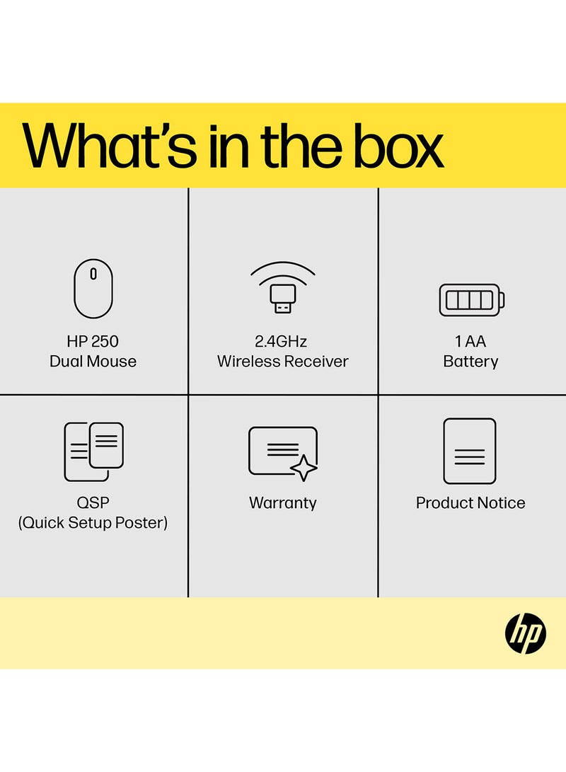 HP - 250 Dual Mode Wireless Mouse Black - Image 1
