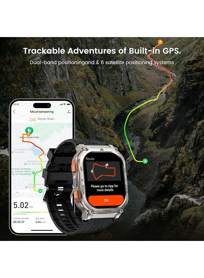 KOSPET - 480 mAh ank M3 Ultra Smartwatch (Silver) - 1.96" Amoled Display, GPS, Bluetooth Calling, 10 Day Battery Life, 5ATM Water resistant, 130+ Sports Modes, Heart Rate Monitoring, Sleep Tracking, Rugged Design Silver - Image 1
