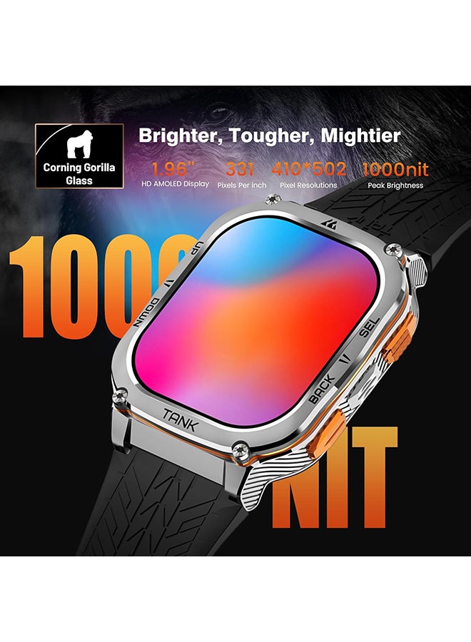 KOSPET - Tank M3 Ultra Smartwatch (Black) - 1.96" Amoled Display, GPS, Bluetooth Calling, 10 Day Battery Life, 5ATM Water resistant, 130+ Sports Modes, Heart Rate Monitoring, Sleep Tracking, Rugged Black - Image 1