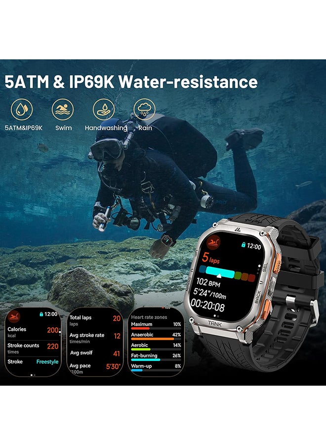 KOSPET - Tank M3 Ultra Smartwatch (Black) - 1.96" Amoled Display, GPS, Bluetooth Calling, 10 Day Battery Life, 5ATM Water resistant, 130+ Sports Modes, Heart Rate Monitoring, Sleep Tracking, Rugged Black - Image 1
