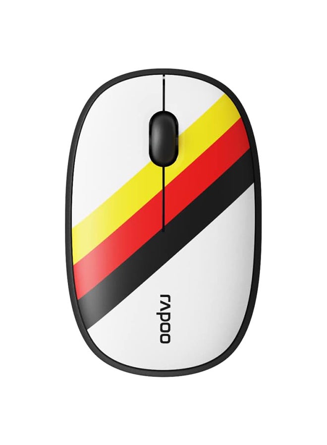 رابو M650 Wireless Mouse 2022 Flag Version | Multi Mode Mouse (BT 3.0, BT 5.0 & 2.4GHz) 1300 DPI Silent Click Mouse, Slim Design | Flag Mouse For Laptop, PC, Tablets, & Mac White/Yellow/Black - Image 1