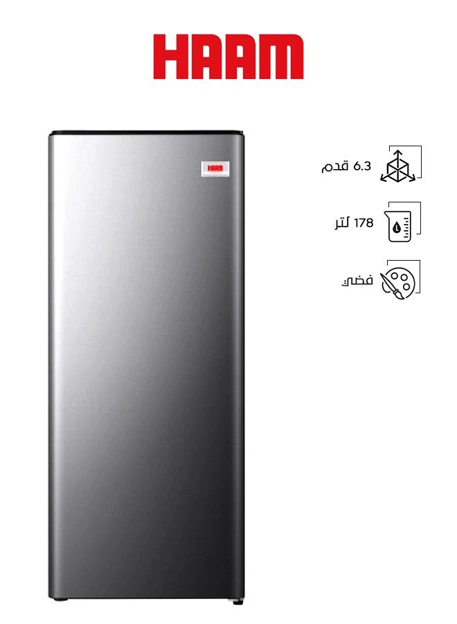 HAAM Single Door Refrigerator 6.3 Feet HM255SRF-H23 Silver - Image 1