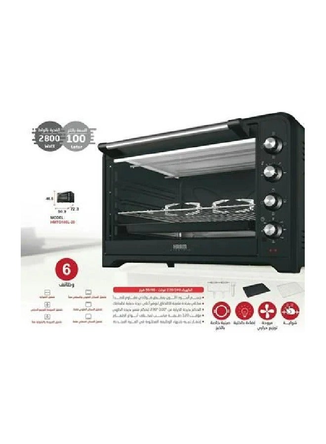 HAAM Oven With Grill And Fan 100 L 2800 W HMTO100L-20 Black  - Image 2