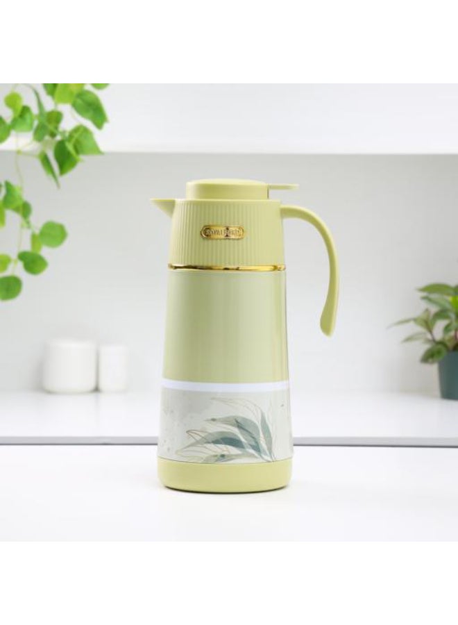 Royalford Royalford 1900 ml (64 oz) Eden Vacuum Flask- RF12586/ with Pink Glass Inner and PP Outer Body/ Keeps Your Drinks Hot or Cold, Asbestos-Free and Hygienic/ Leak-Proof and Portable Design/ Suitable for Indoor and Outdoor Use/ Green Pink  - Image 1