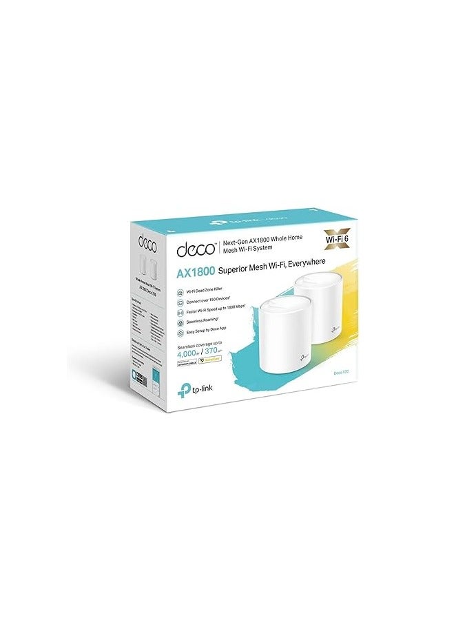 TP-LINK - Deco X20(2-pack) AX1800 Whole Home Mesh Wi-Fi 6 System white - Image 1