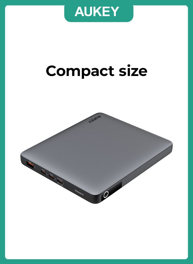 Aukey 20000 mAh AUKEY 100W 4-Port USB-C Power Bank (20,000mAh) – Fast Laptop Charger & Travel Power Hub for Phone, Tablet, and More Grey - Image 2