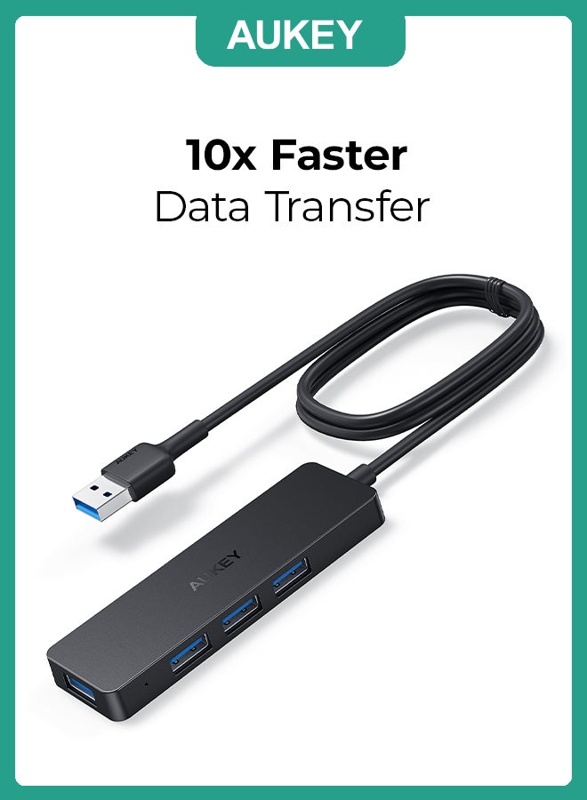 Aukey Unity Slim A 4 USB-A in 1 Data Hub Black - Image 1