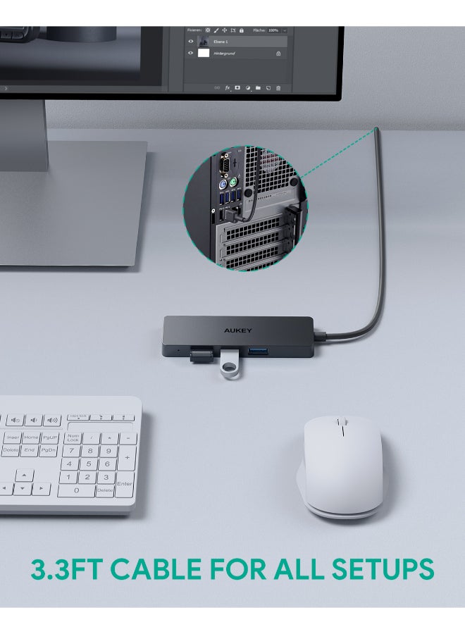 Aukey Unity Slim A 4 USB-A in 1 Data Hub Black - Image 4