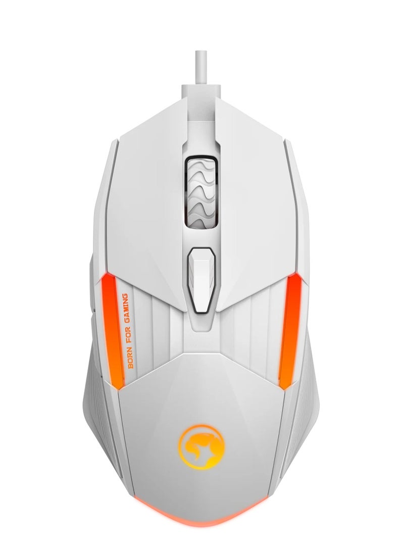 MARVO Gaming Mouse M291 White - With 7 colors breathing backlight , Adjustable up to 6400 DPI, Ergonomic Design, Gaming Grade Optical Sensor with 6 Programmable Buttons  - Image 1