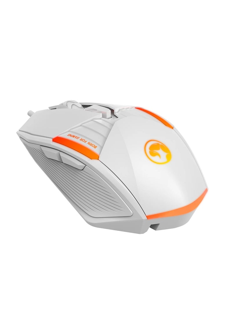 MARVO Gaming Mouse M291 White - With 7 colors breathing backlight , Adjustable up to 6400 DPI, Ergonomic Design, Gaming Grade Optical Sensor with 6 Programmable Buttons  - Image 5