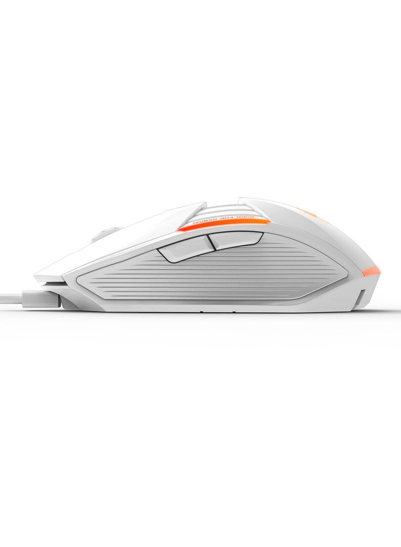 MARVO Gaming Mouse M291 White - With 7 colors breathing backlight , Adjustable up to 6400 DPI, Ergonomic Design, Gaming Grade Optical Sensor with 6 Programmable Buttons  - Image 3